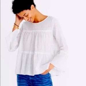 Madewell White Striped Blouse
